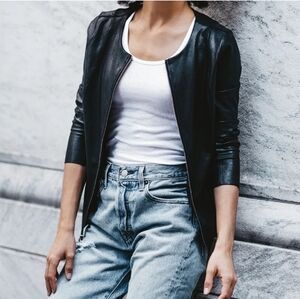 SPANKS Women’s Faux Leather Moto Jacket, XS